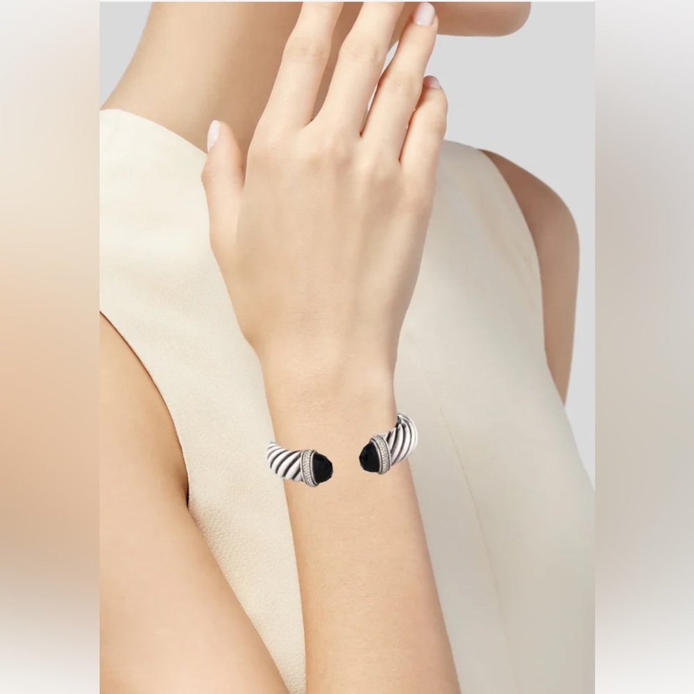 David Yurman Onyx & Diamond Waverly Cuff